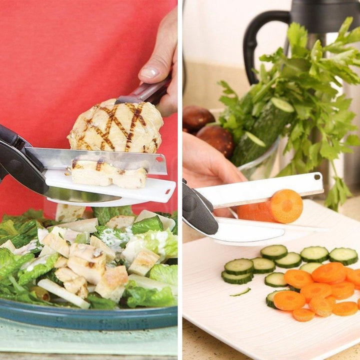 Tesoura 3 Em 1 Com Faca Corta Legumes/Carnes Faca Inox Multiuso -  Tesoura Mágica da Cozinha