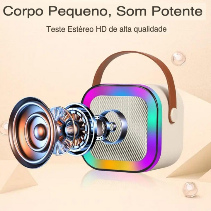 Mini Karaokê Bluetooth - microfone sem fio - Caixa de Som