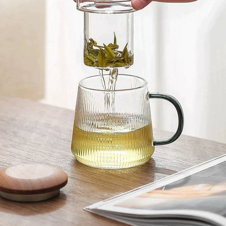 Caneca de Vidro para Chá Wheatlife com Separação de Água e Chá
