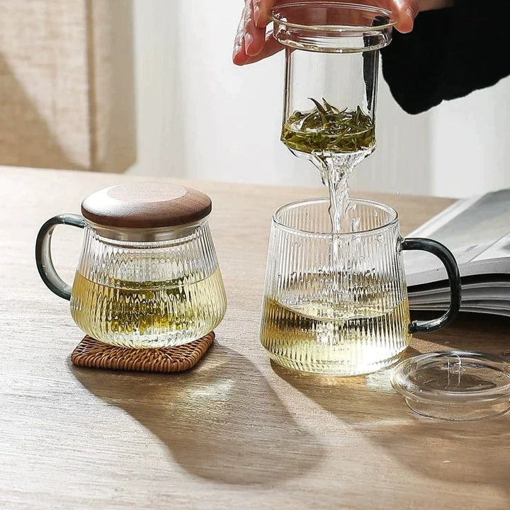 Caneca de Vidro para Chá Wheatlife com Separação de Água e Chá