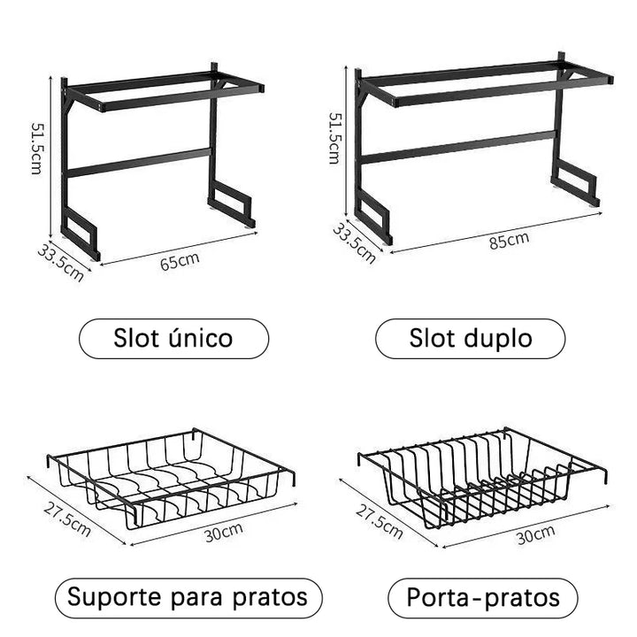 Escorredor Prateleira De Secagem Sobre a Pia, Pratos, Utensílios, Tábua De Corte Organizador