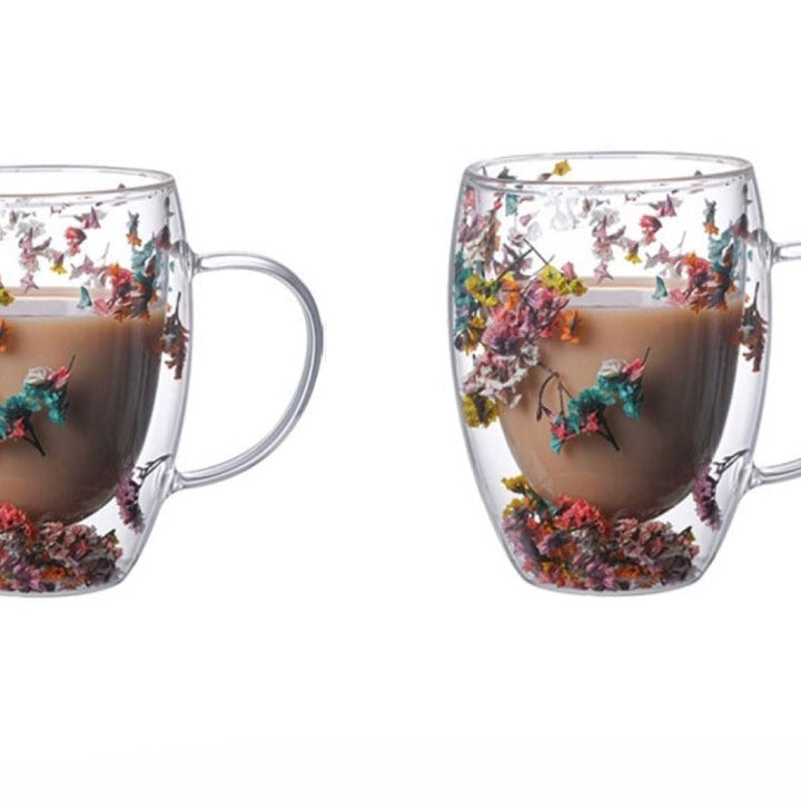 Caneca de Parede Dupla Floral  300mL