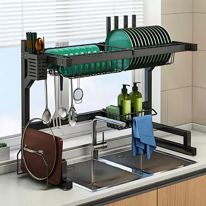 Escorredor Prateleira De Secagem Sobre a Pia, Pratos, Utensílios, Tábua De Corte Organizador