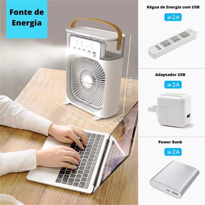 Mini Ar-condicionador Ventilador Portatil Climatizador Umidificador USB Potente Turbo Silencioso