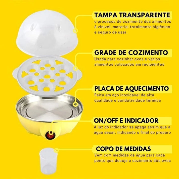 Cozedor Eletrico de Ovos e Legumes a Vapor Multifuncional